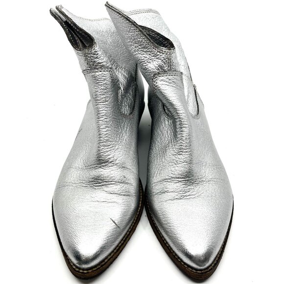Nicole Leather Metallic Silver Boots - Picture 3 of 6